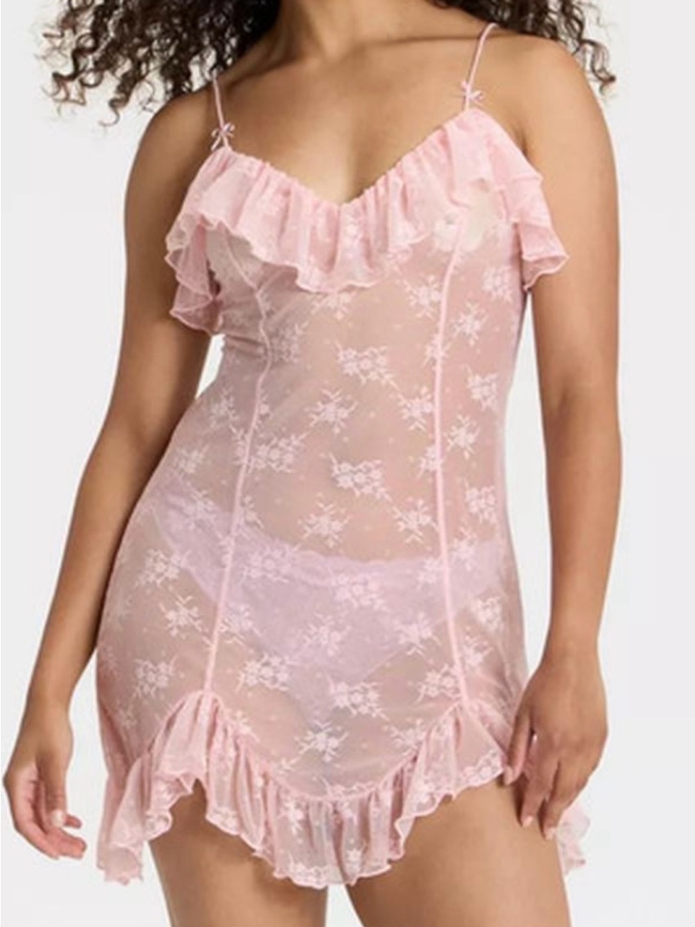 Wild Fable Pink Lace Ruffled Mini Dress, NWT, Size M